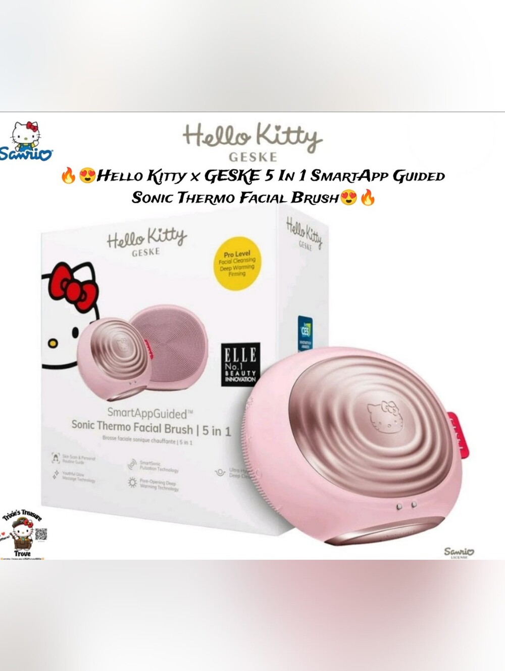 Hello Kitty x GESKE 5-in-1 SmartApp Guided Sonic Thermo Facial Brush